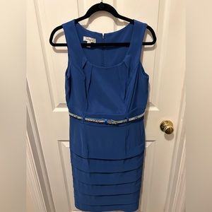 Blue tank dress with layer detail on bottom